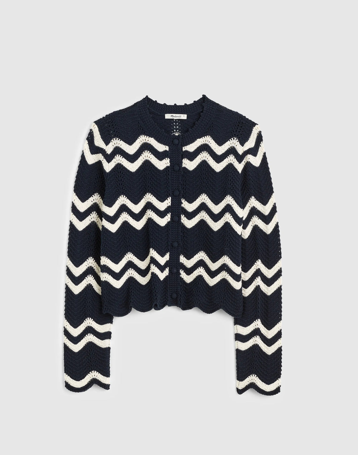 NAVY AND IVORY WAVY STRIPE