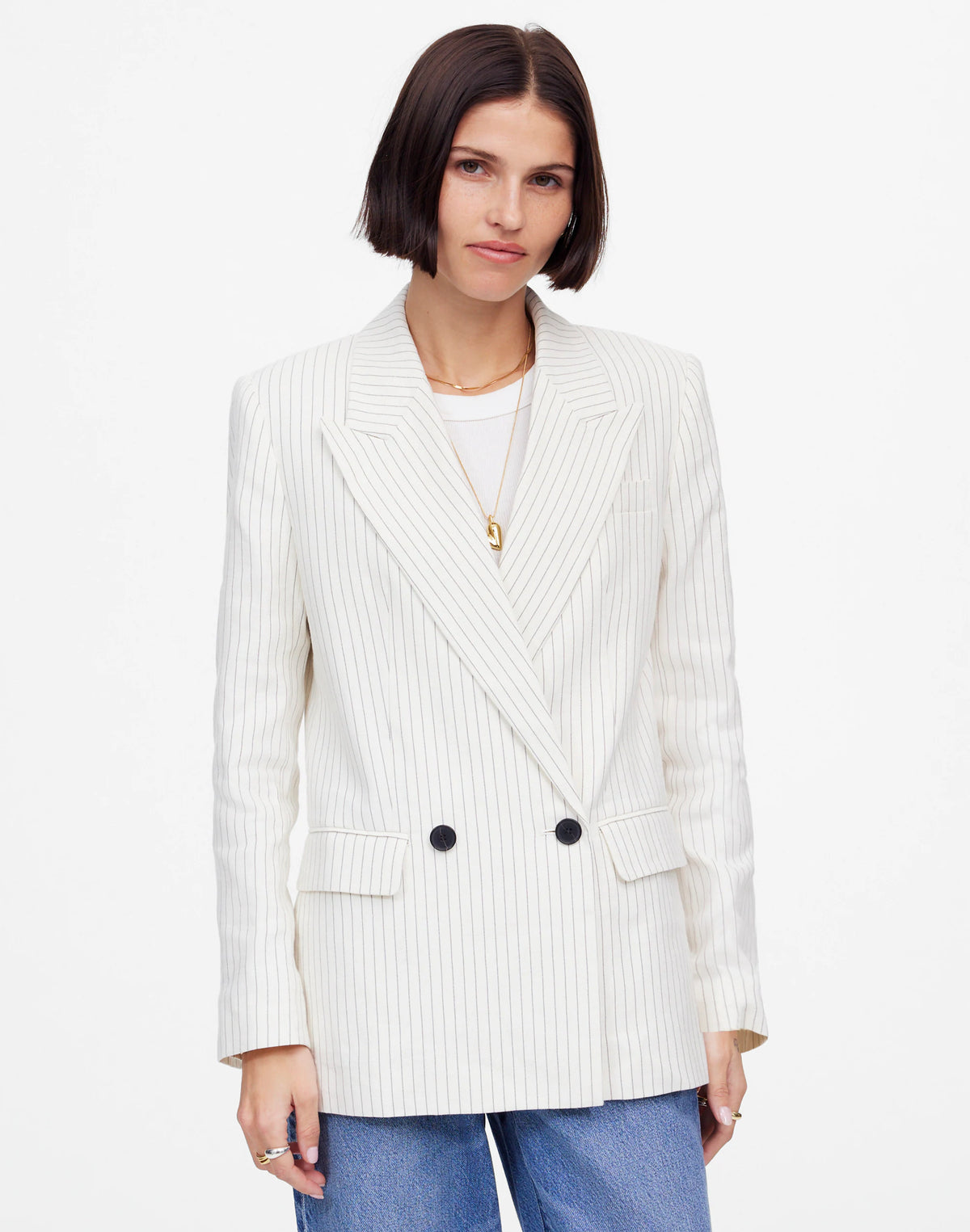 IVORY BLACK PINSTRIPE