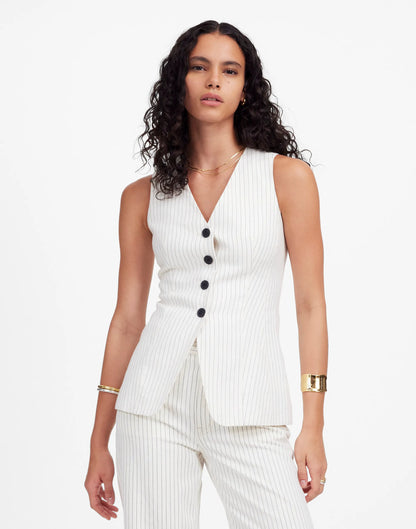 IVORY BLACK PINSTRIPE