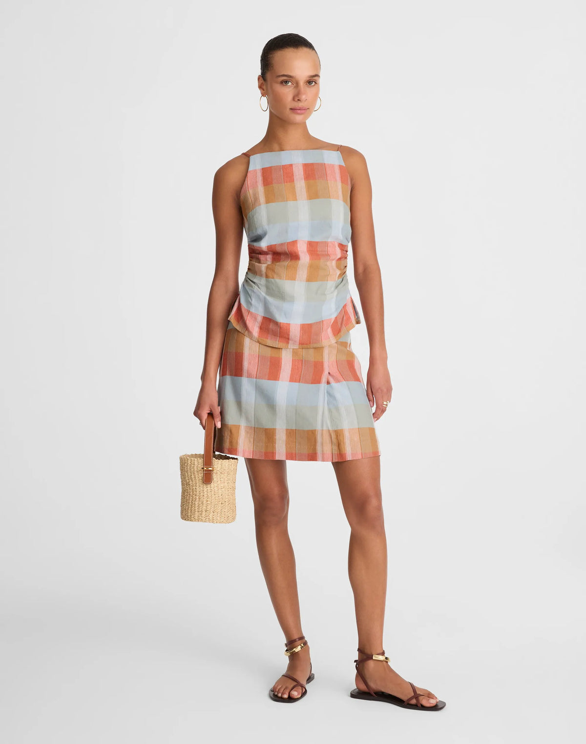 BLUE ORANGE PLAID