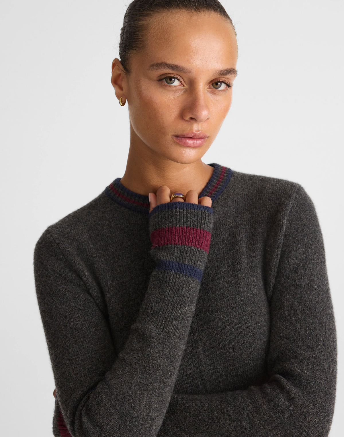 CHARCOAL PLACED STRIPE