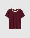 RINGER TEE DARK POMEGRANATE