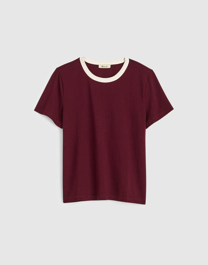 RINGER TEE DARK POMEGRANATE