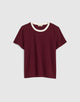 RINGER TEE DARK POMEGRANATE