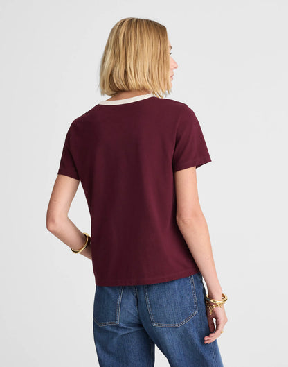RINGER TEE DARK POMEGRANATE