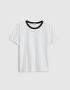 RINGER TEE WHITE AND BLACK