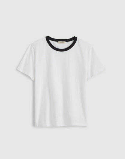 RINGER TEE WHITE AND BLACK