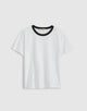 RINGER TEE WHITE AND BLACK
