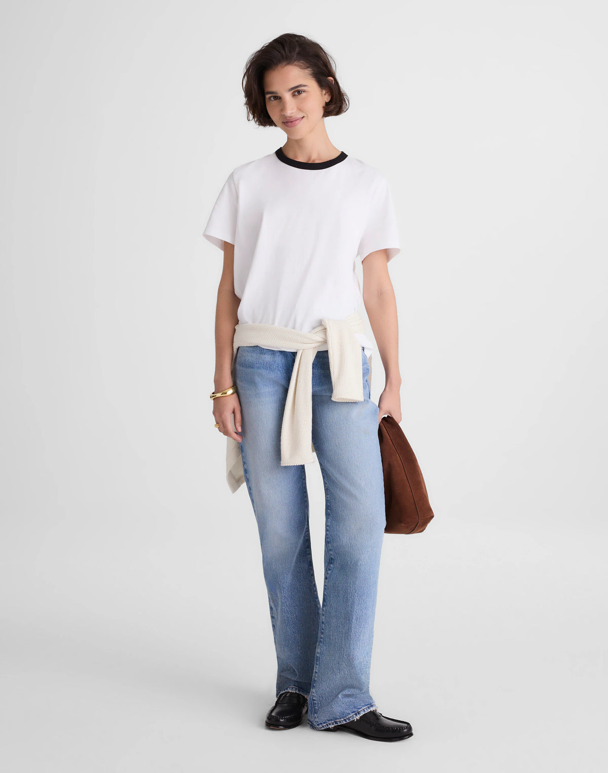 RINGER TEE WHITE AND BLACK