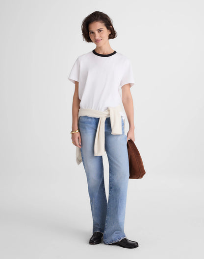 RINGER TEE WHITE AND BLACK