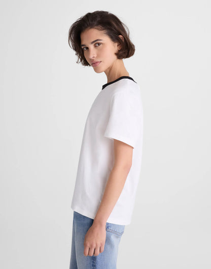 RINGER TEE WHITE AND BLACK