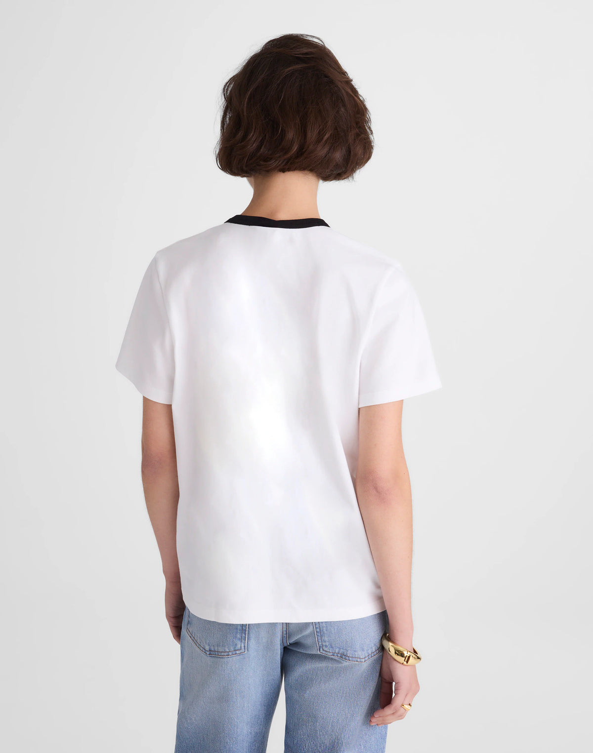 RINGER TEE WHITE AND BLACK