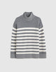 HTHR GREY AND IVORY STRIPE