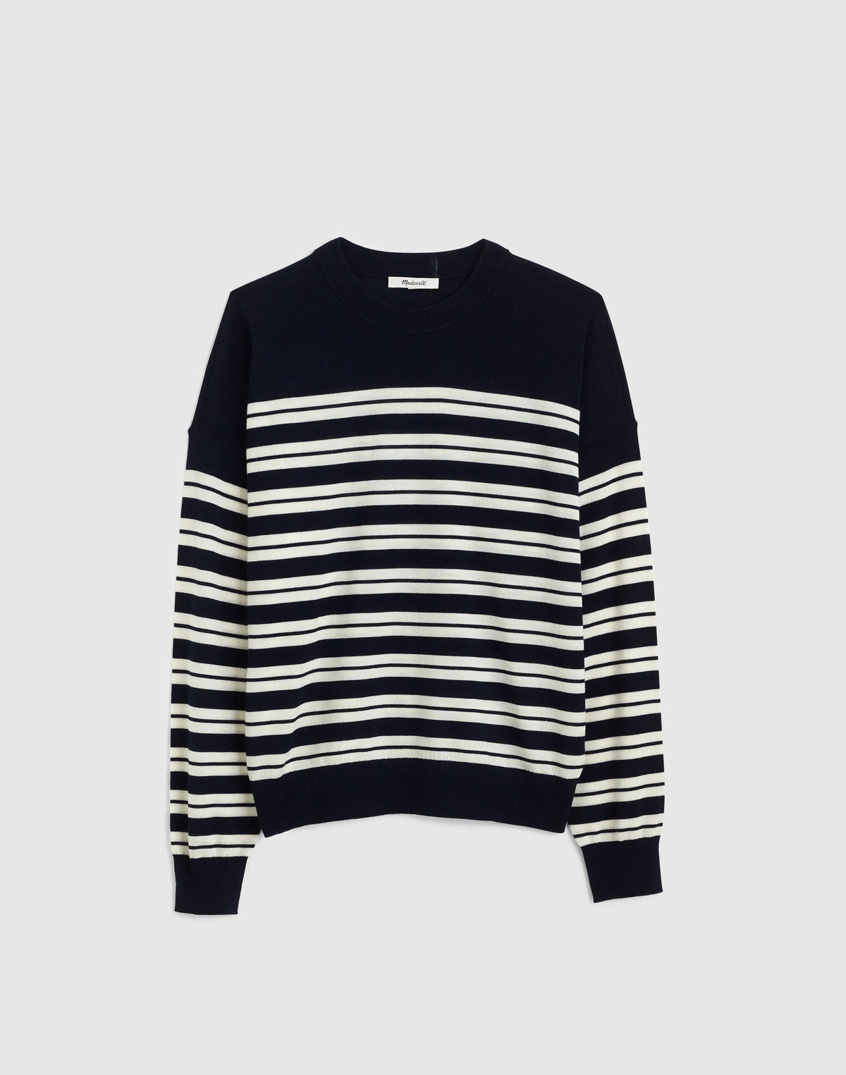 NAVY AND WHITE PLACED STRIPE