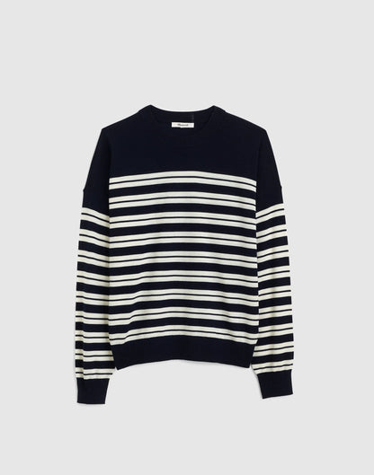 NAVY AND WHITE PLACED STRIPE