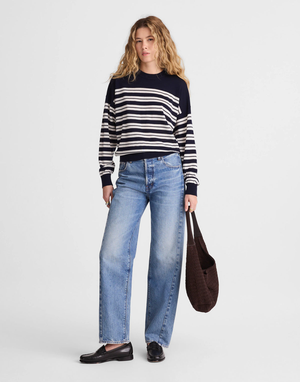 NAVY AND WHITE PLACED STRIPE