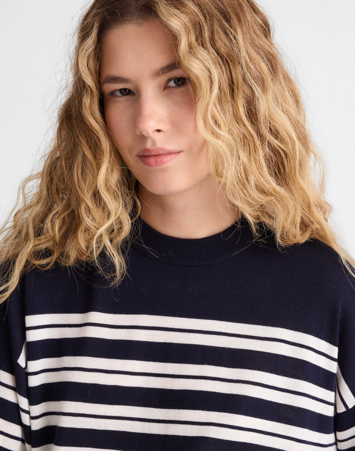 NAVY AND WHITE PLACED STRIPE