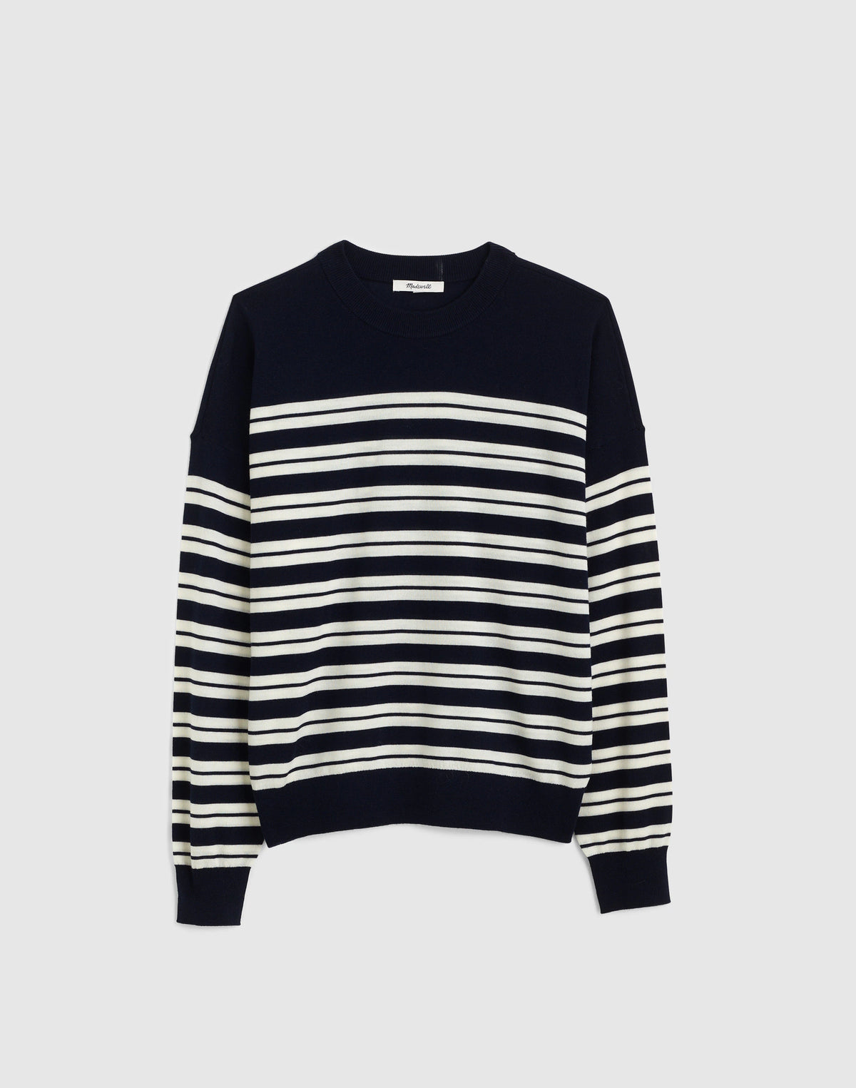 NAVY AND WHITE PLACED STRIPE