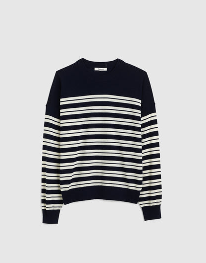 NAVY AND WHITE PLACED STRIPE