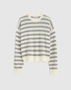IVORY AND HTHR GREY STRIPE