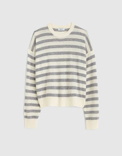 IVORY AND HTHR GREY STRIPE