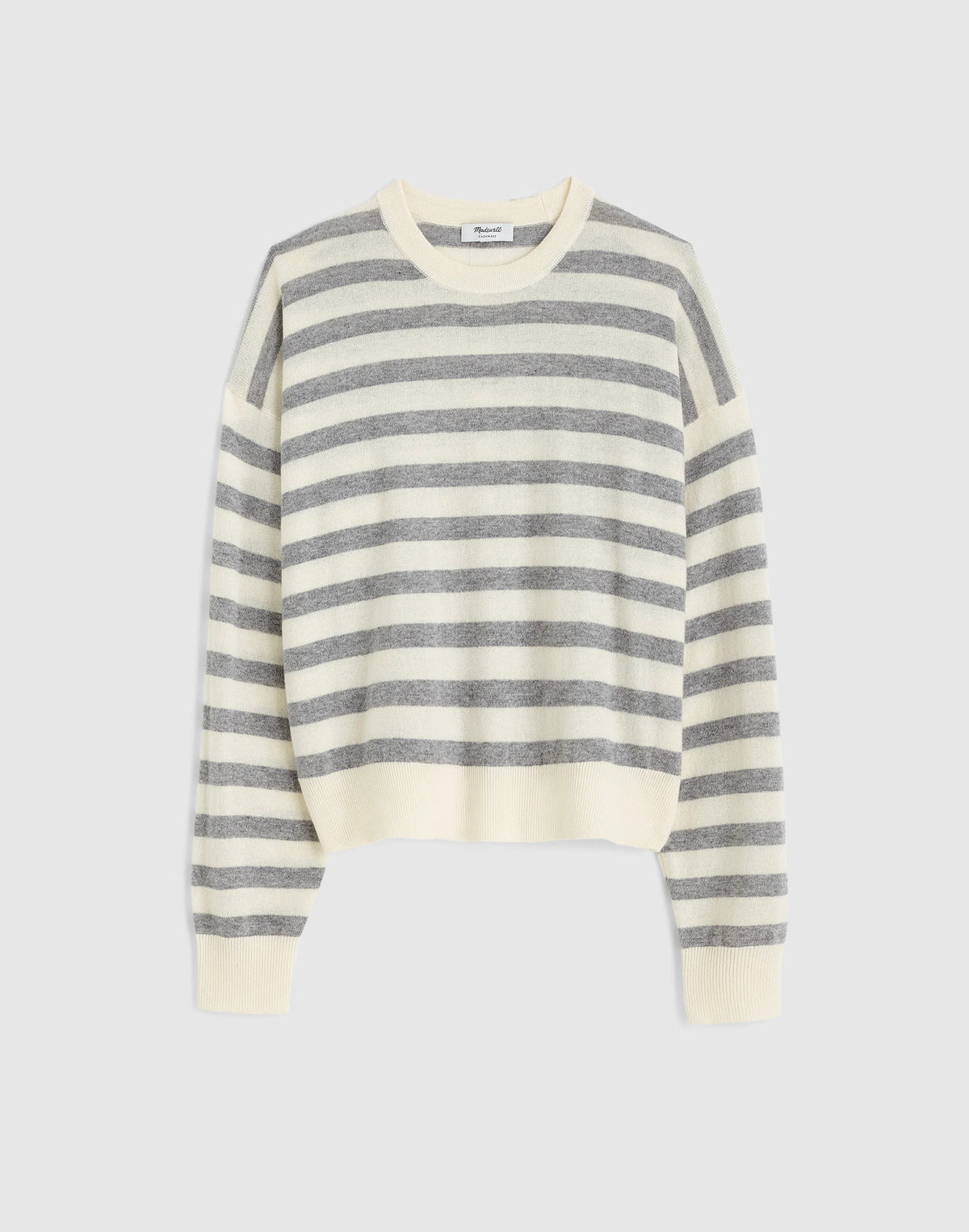 IVORY AND HTHR GREY STRIPE