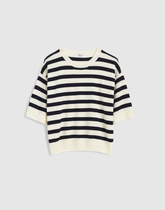 IVORY AND NAVY STRIPE