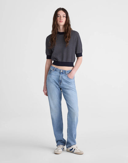 NAVY AND IVORY MINI STRIPE