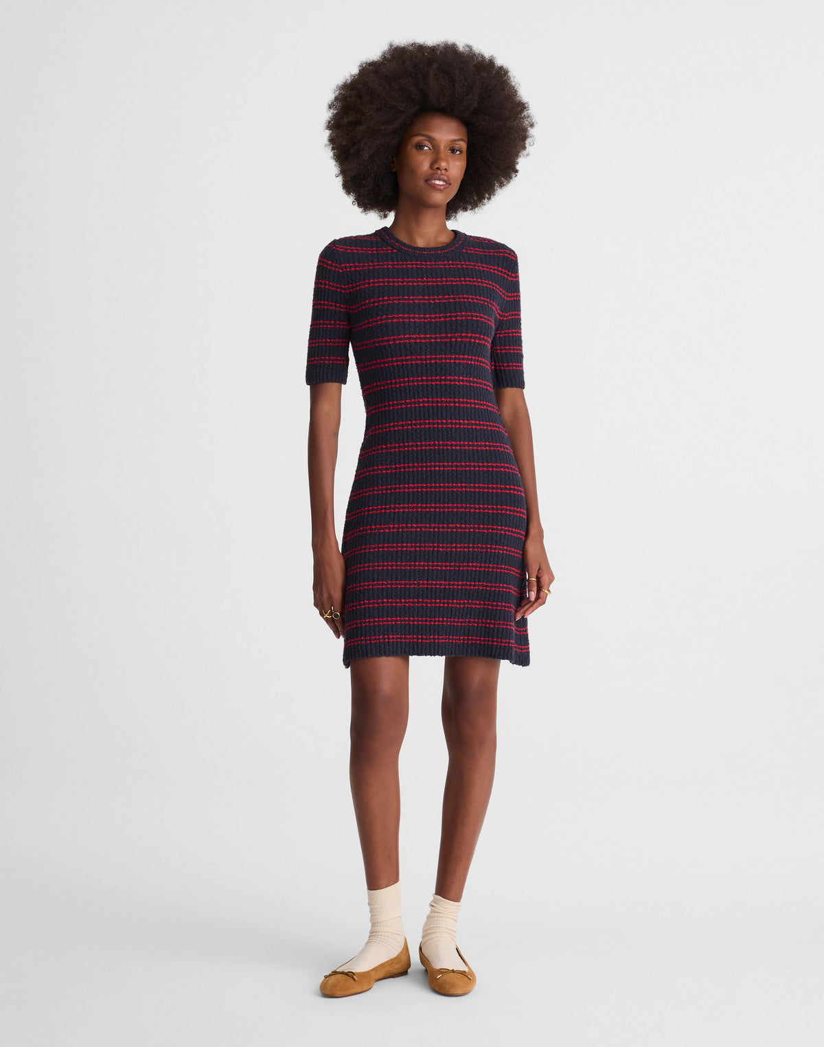 NAVY AND RED MINI STRIPE