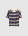 IVORY AND BLUE MULTI STRIPE