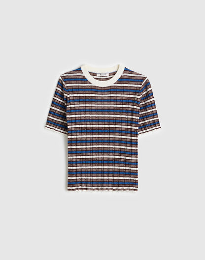 IVORY AND BLUE MULTI STRIPE
