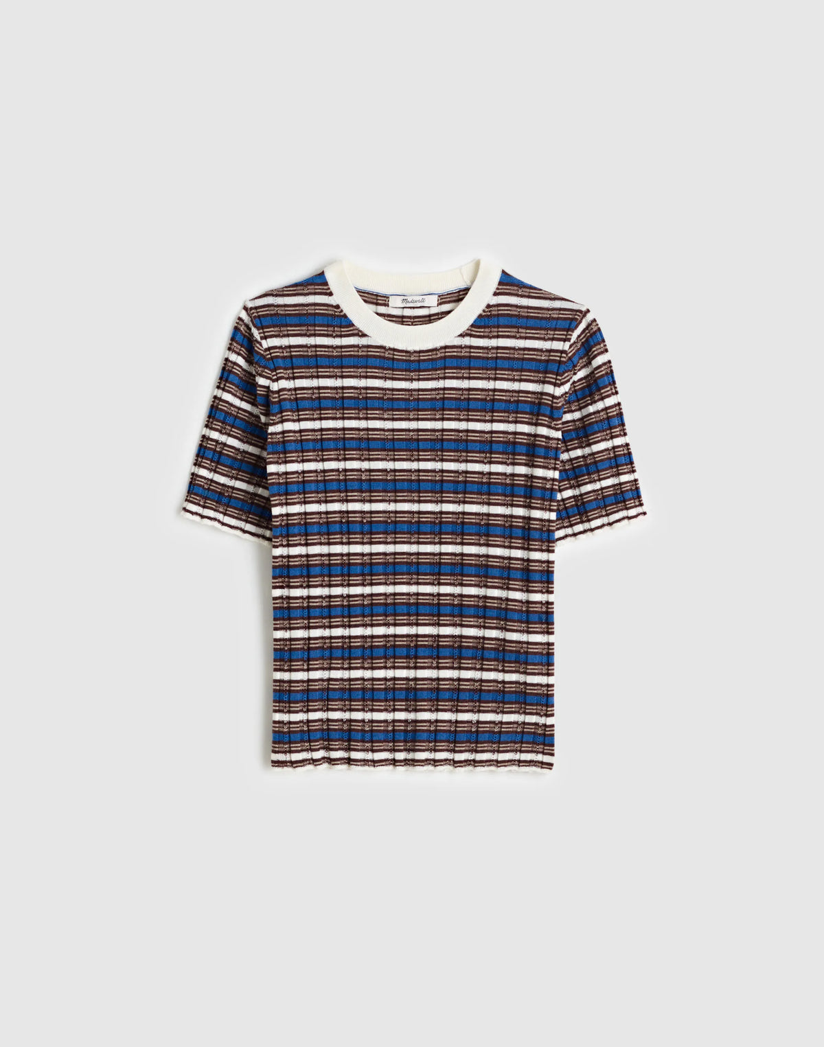 IVORY AND BLUE MULTI STRIPE