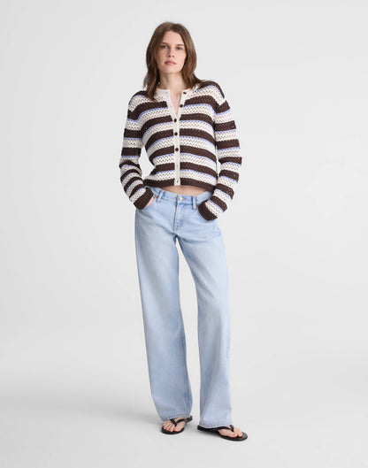 IVORY AND BROWN MULTI STRIPE