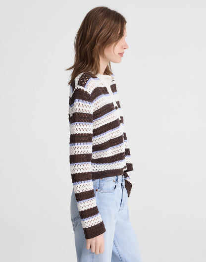 IVORY AND BROWN MULTI STRIPE