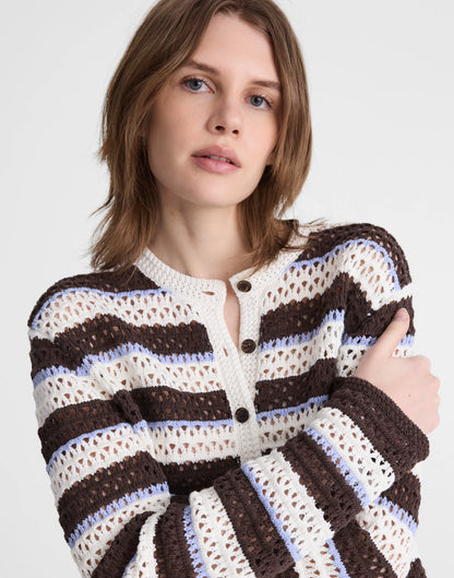 IVORY AND BROWN MULTI STRIPE