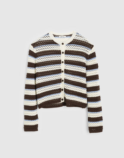 IVORY AND BROWN MULTI STRIPE