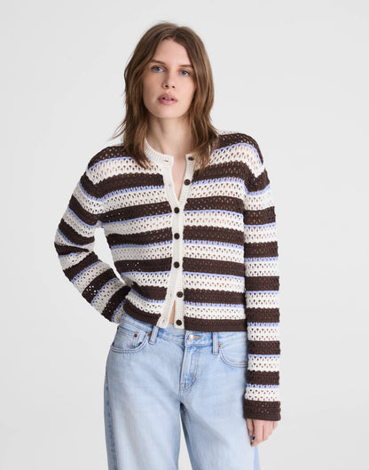 IVORY AND BROWN MULTI STRIPE