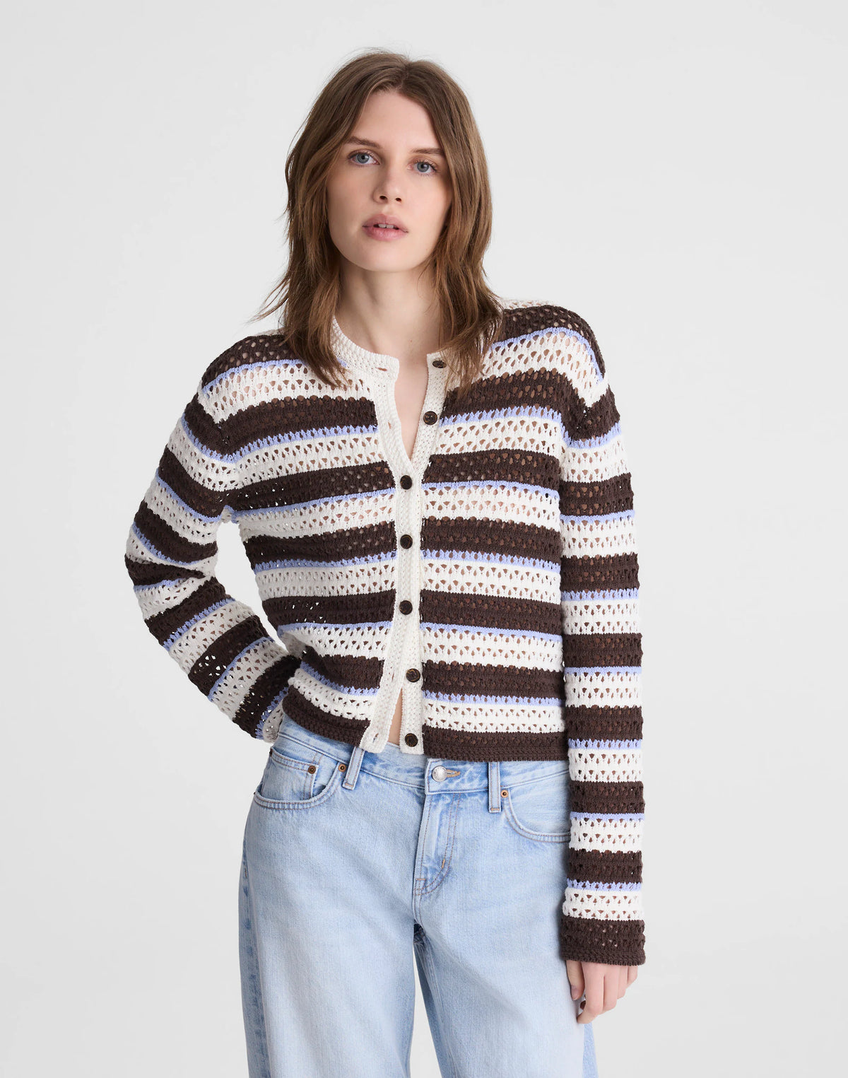 IVORY AND BROWN MULTI STRIPE