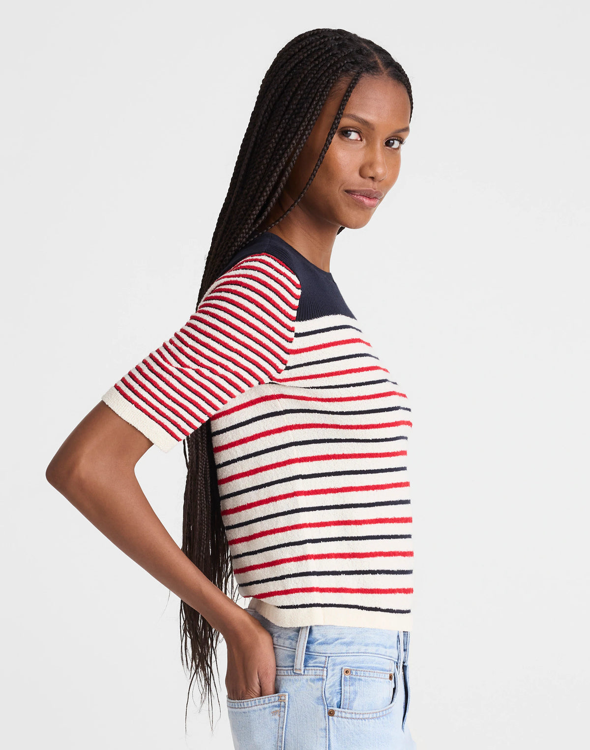 RED AND NAVY MULTI STRIPE