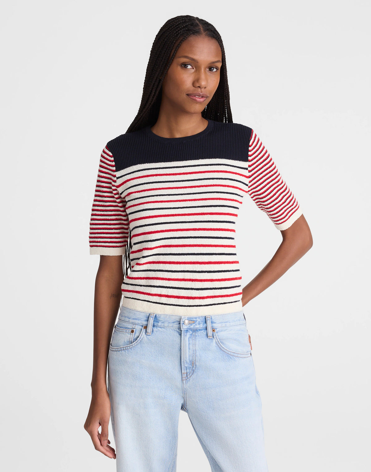 RED AND NAVY MULTI STRIPE
