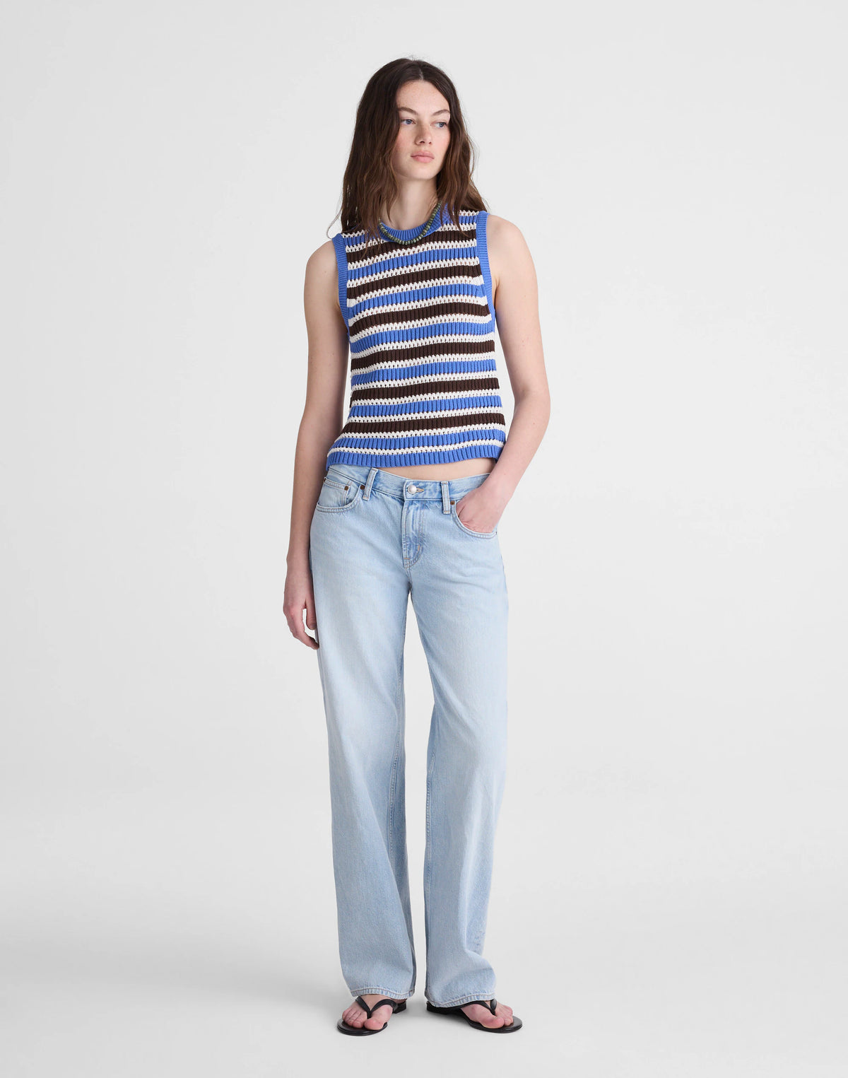 RETRO BLUE AND BROWN STRIPE
