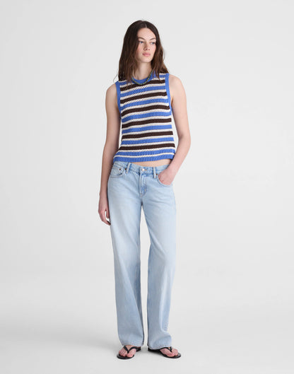 RETRO BLUE AND BROWN STRIPE