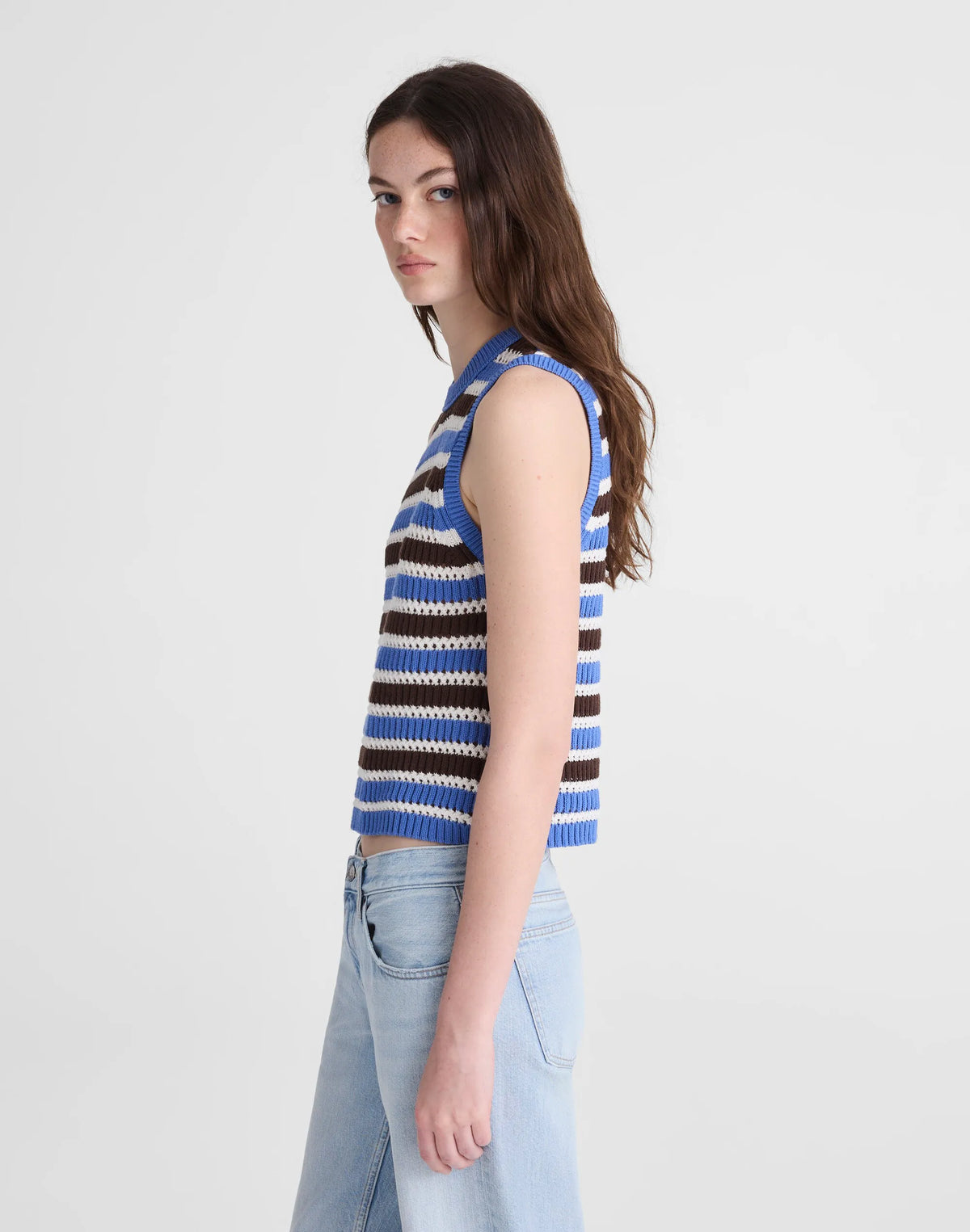 RETRO BLUE AND BROWN STRIPE