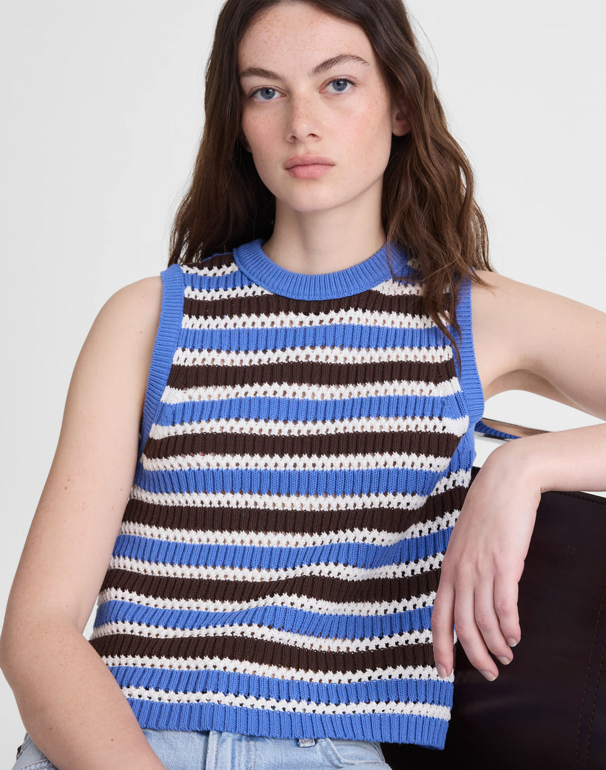 RETRO BLUE AND BROWN STRIPE