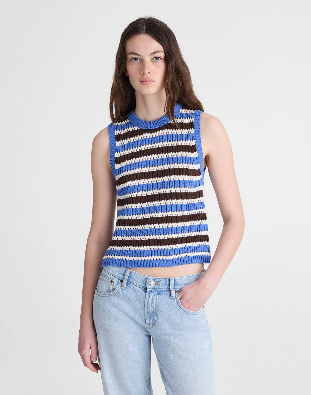 RETRO BLUE AND BROWN STRIPE