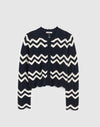 NAVY AND IVORY WAVY STRIPE