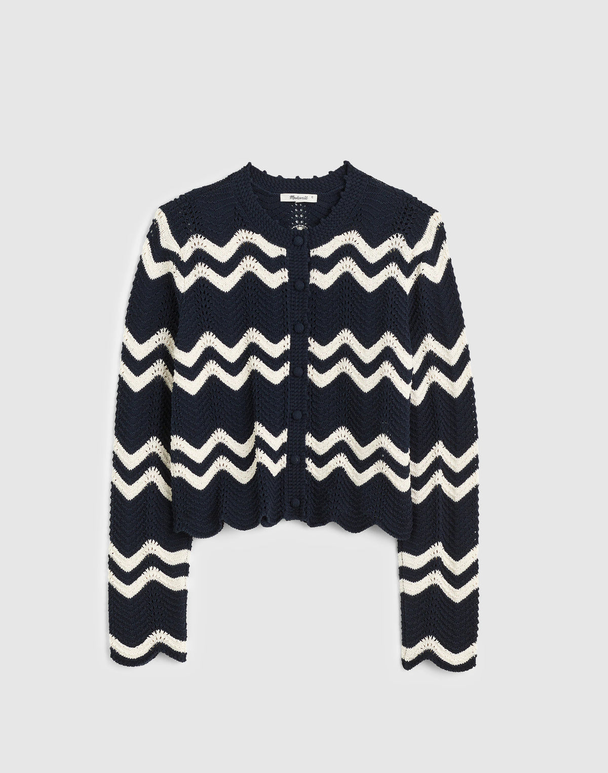 NAVY AND IVORY WAVY STRIPE