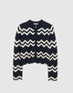 NAVY AND IVORY WAVY STRIPE