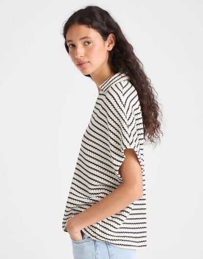 IVORY AND BLACK TUCK STITCH