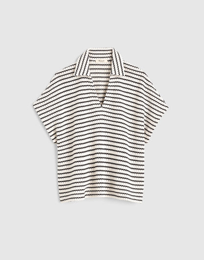 IVORY AND BLACK TUCK STITCH